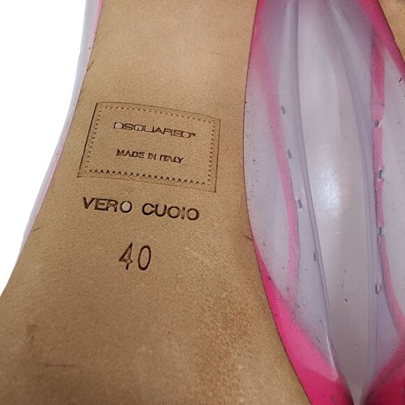 Dsquared2 Plastic and Leather Heels Women's Size 40 Pink and Clear - Picture 5 of 13